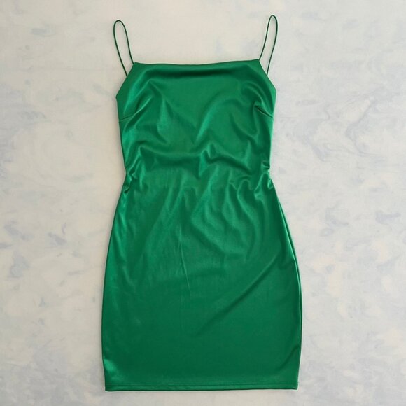 Windsor Dresses & Skirts - Windsor Satin Green Bodycon Open Back Strapy Cocktail Party Dress